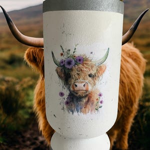 Handgemaakte vaas Highland Cow – bloemenvaas decoupage – rustiek boerderijdecor – uniek cadeau – gratis verzending VK