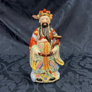 Chinese Gods of Fortune and Prosperity, Chinese Porcelain Figurine Asian Home Decor