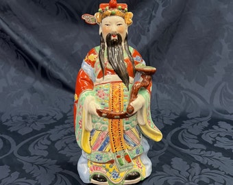 Chinese Gods of Fortune and Prosperity, Chinese Porcelain Figurine Asian Home Decor