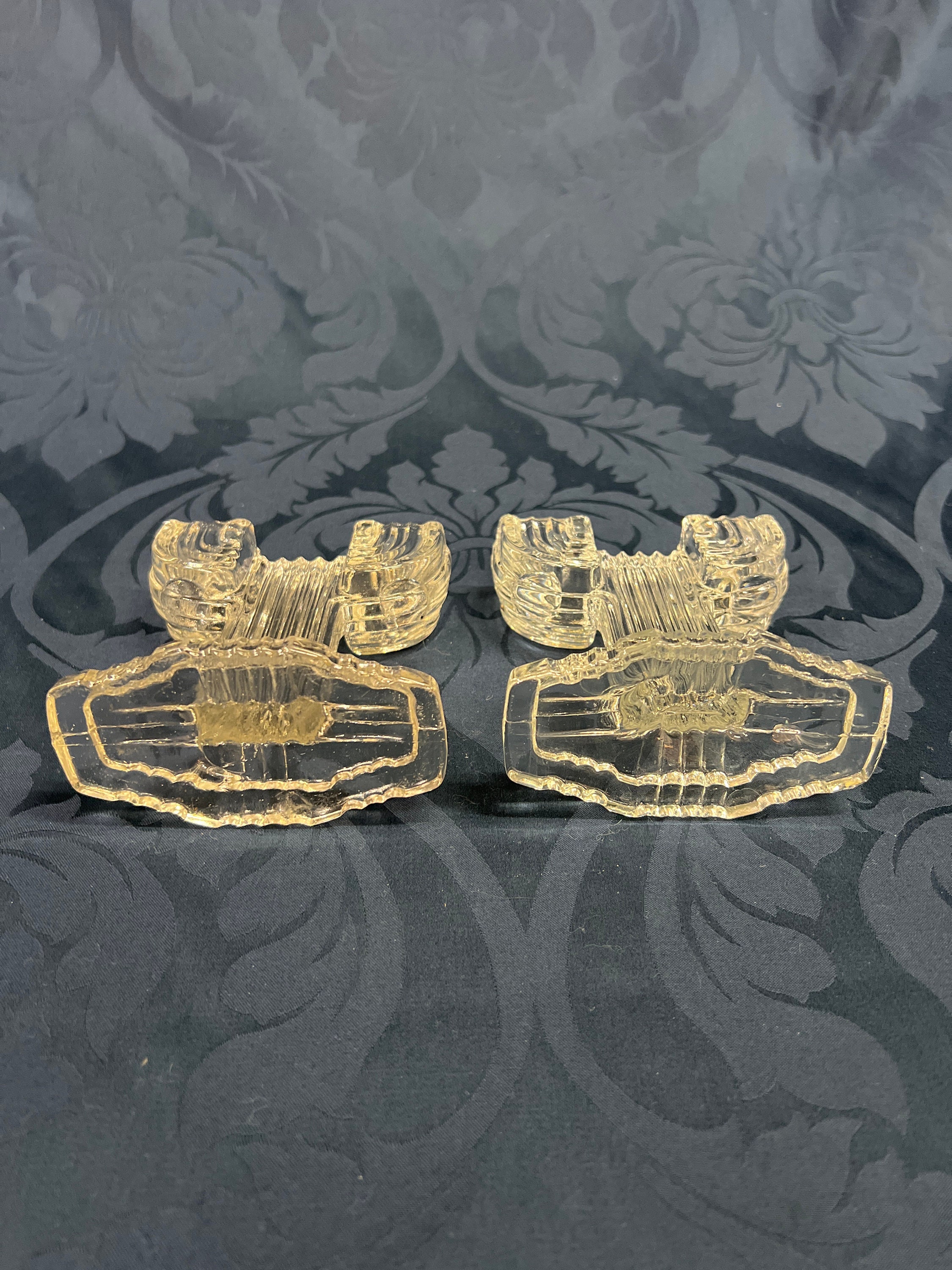 Double Taper Glass Candle Holders, Art Deco Anchor Hocking ...