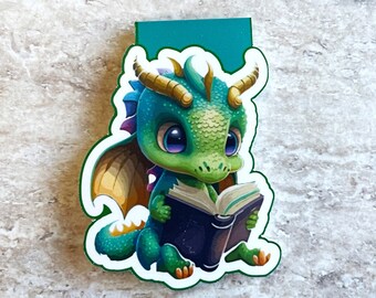 Kawaii Reading Dragon Magnetic Bookmark For Kids Readers Fantasy Book Lovers Gift