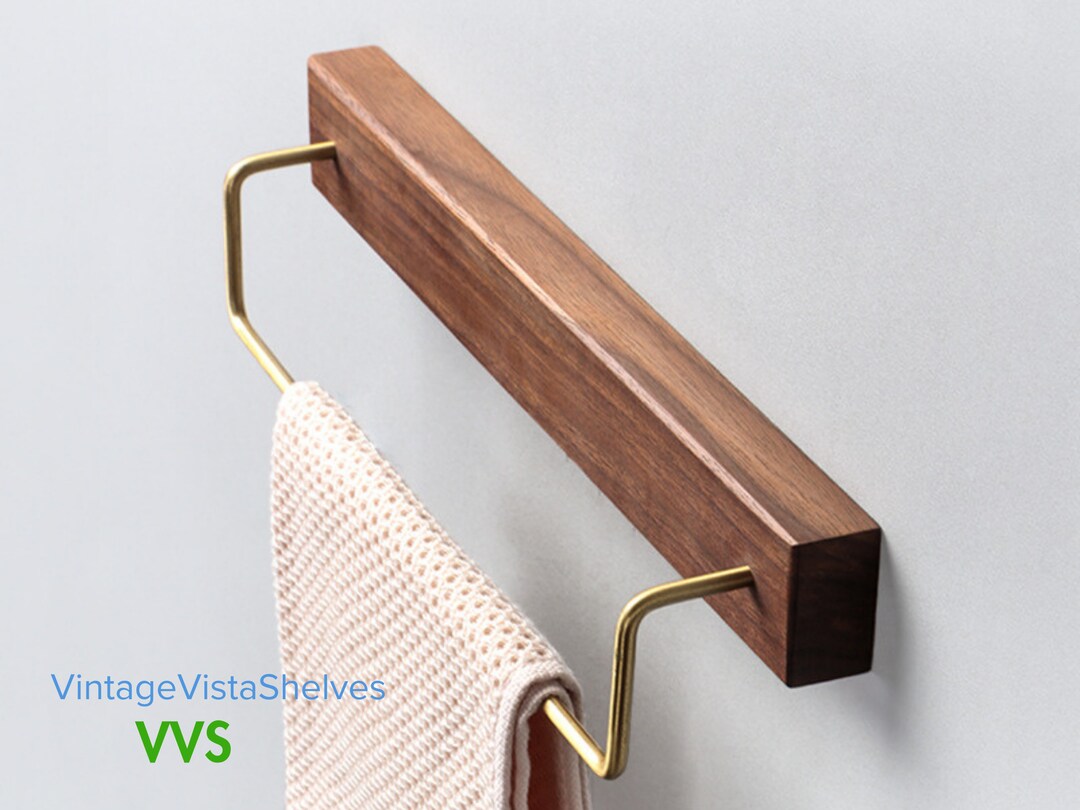 Retro Elegance: A Floating Wood Rack, Featuring a Black Walnut Wood ...