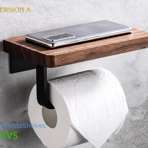 Support pour papier toilette artisanal en noyer noir : élégant support en bois avec un design créatif en bois massif pour une décoration de salle de bain élégante et fonctionnelle Version A: 1 Stand