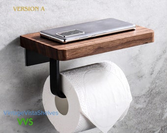 Support pour papier toilette artisanal en noyer noir : élégant support en bois avec un design créatif en bois massif pour une décoration de salle de bain élégante et fonctionnelle