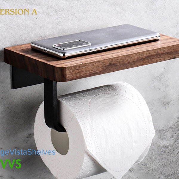 Support pour papier toilette artisanal en noyer noir : élégant support en bois avec un design créatif en bois massif pour une décoration de salle de bain élégante et fonctionnelle