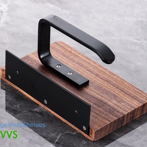 Artisanal Black Walnut Toilet Paper Stand: Elegant Wooden Holder with Creative Solid Wood Design for a Stylish and Functional Bathroom Décor 画像 2