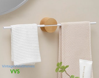 Veelzijdig drijvend handdoekrek van 40/50 cm: stijlvolle aan de muur gemonteerde badhanddoekhouder met beweegbare stangen en handgemaakte aluminium badkamerplank