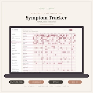 Programvara för klimakteriet | Symtomjournal för PC och Mac | Beräknar din sammanfattning automatiskt | Offline Inget konto | Engelska och tyska