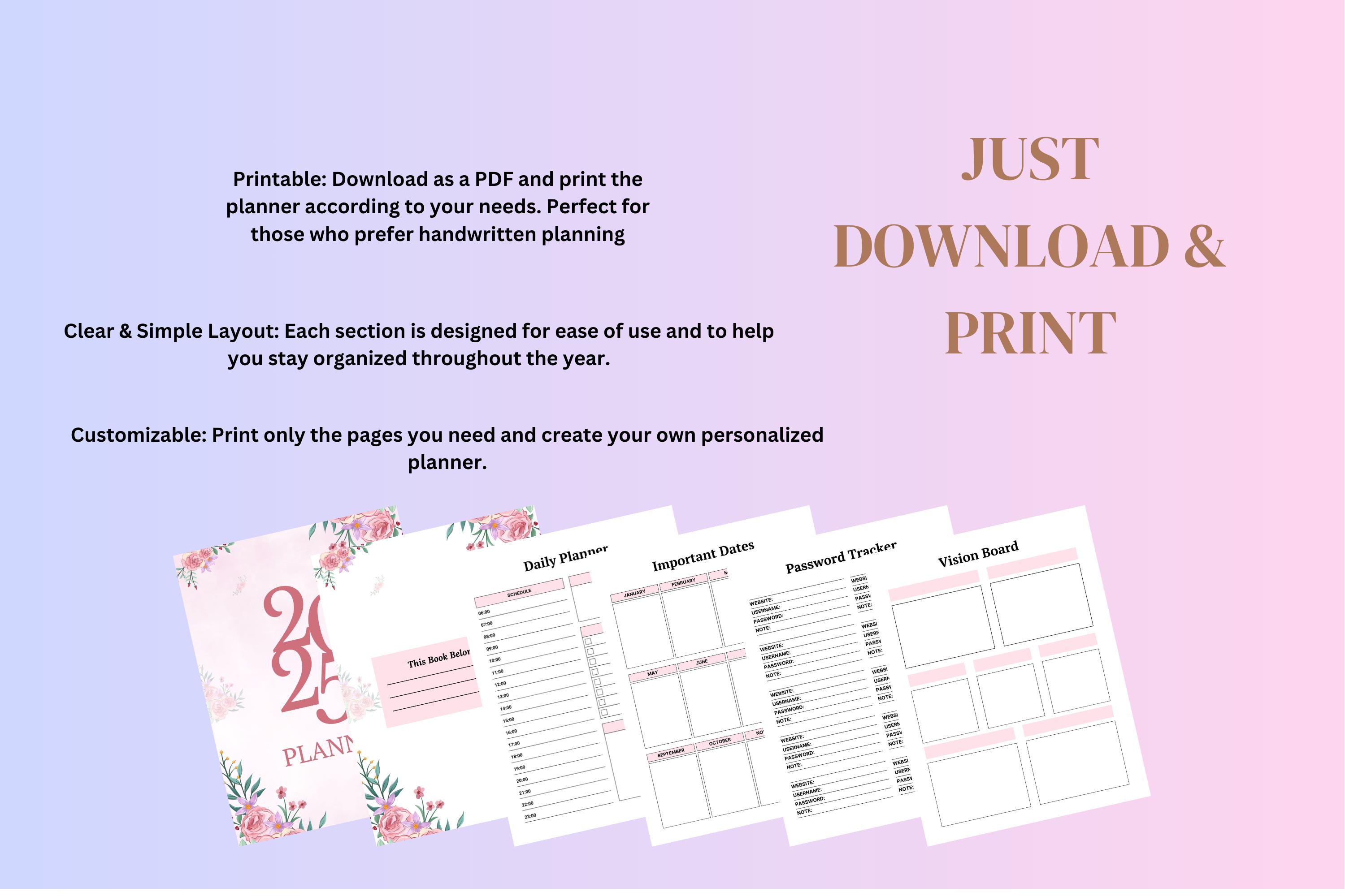 2025 YEAR PLANNER PRINTABLE PDF FREE DOWNLOAD SOUTH AFRICA visual data 2