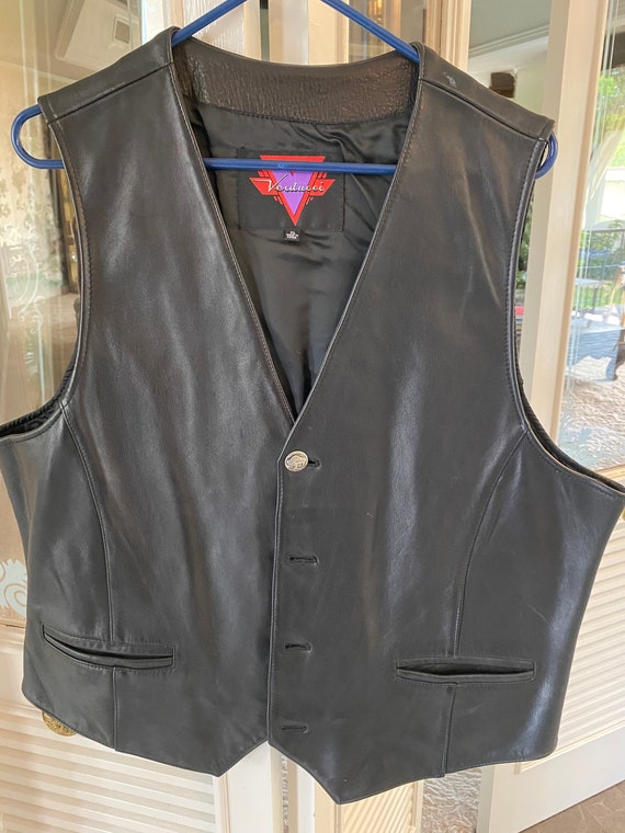 Verducci Black Leather Vest Size XL