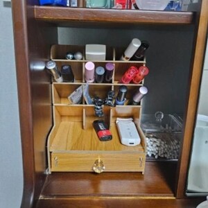 Wooden Desk Organizer Multi-Functional DIY Pen Holder Storage Box Desktop Stationary Storage Rack for Home Office and School