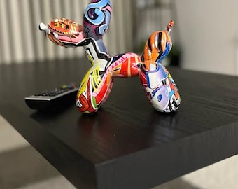 Resin Graffiti Balloon Dog Figurines Interior Home Desktop Decoration Gift Colorful and Playful Art Stylish Home Ambiance Desk Decor for her