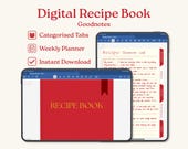 Digital Recipe Book for GoodNotes | Meal Planner & Recipe Organiser | A4 Hyperlinked PDF | Red