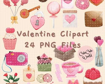 Clipart de San Valentín: Gráficos rosas dulces (archivos PNG)