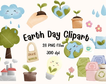 Clipart del Día de la Tierra: Archivos PNG dibujados a mano para la decoración del aula