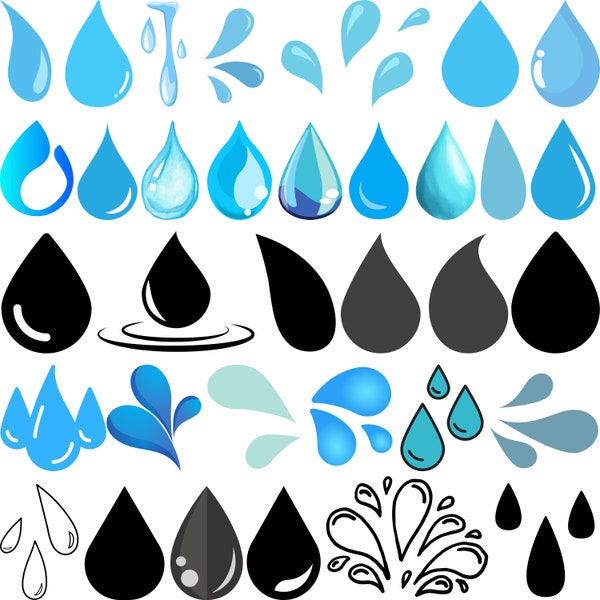 Water Droplet Svg, Water Drops Svg, Rain Drops Svg, Raining Svg, Rain Svg, Water Droplet Cricut, Water Drop Vector, Water Drop Clip Art