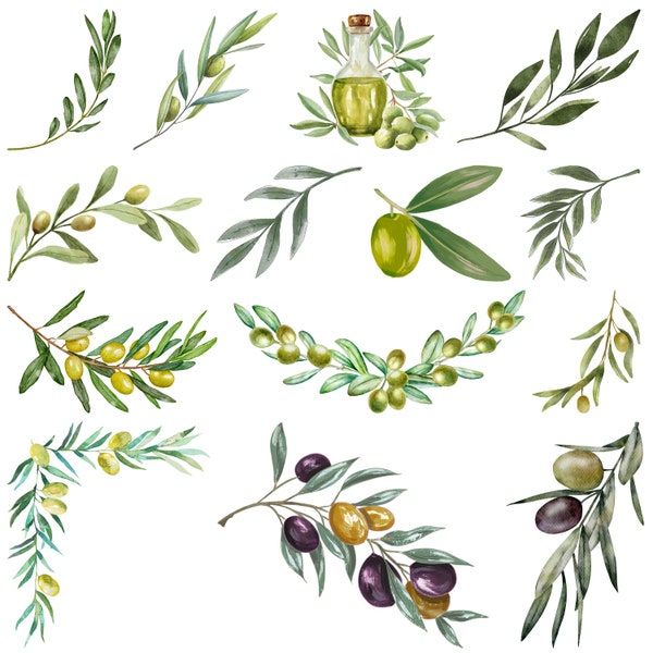 Olive branch Svg Bundle, Olive clipart, Olive Silhouette, Olives leaf Svg, Olive Wreath SVG, Olive Line Drawing, Olive Branch dxf,