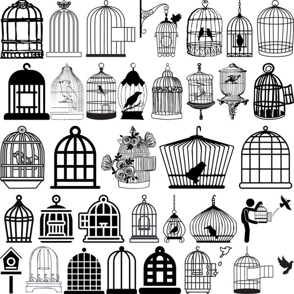 Bird Cage Svg Bundle, Birdcage Flowers Svg, Cages Svg Cut File, Bird Cage vector, Bird Cage Design, bird cage silhouette, bird cage cricut