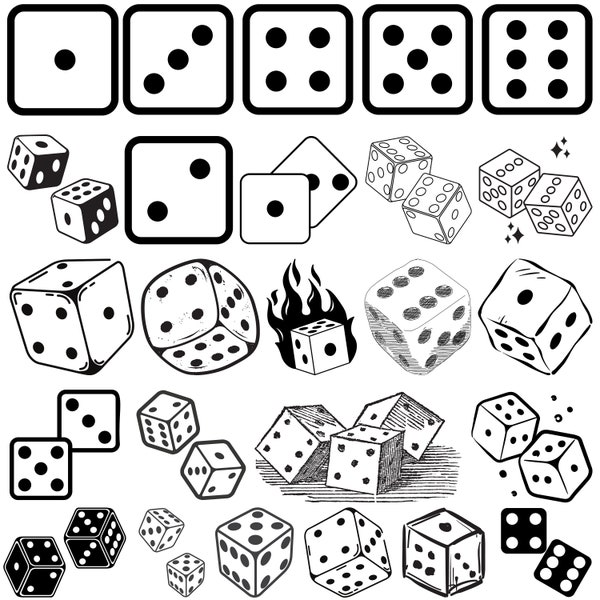 Dice SVG Bundle, Dice SVG Cut Files for Cricut, Gambling svg, casino svg, Dice Clipart, Dice Silhouette, two dice svg, Gambling Svg VECTOR