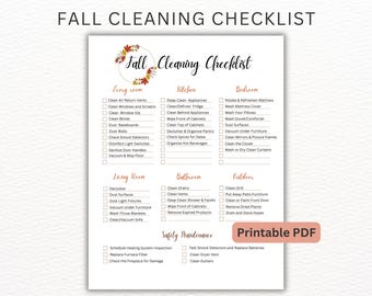 Fall Cleaning Checklist, Deep Cleaning List, House Cleaning by Rooms, Household Planner, Home Maintenance List
