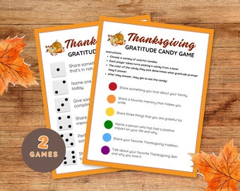 Thanksgiving Gratitude Games Printable, Dice Gratitude Game, Candy Gratitude Game, Thanksgiving Activities, Classroom Activities