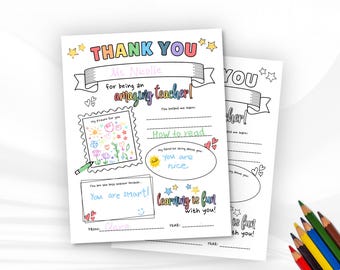 Teacher Appreciation Week, Thank You Teacher Coloring Page Printable, End of Year Gift