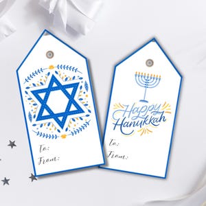 Hanukkah Gift Tags, Printable Hanukkah Tag, Favor Tags, Hanukkah Gift Labels, Holiday Present Tag, Menorah Gift Tag, Dreidel Gift Tag