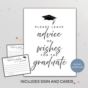 Letreros y tarjetas con consejos de graduación, tarjetas de recuerdo de graduación, consejos y deseos para graduados, letreros y tarjetas imprimibles para la fiesta de graduación de 2025.
