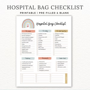 Hospital Bag Checklist for Labor and Delivery, Maternity Bag Checklist, Packing List for Expecting Mom, Mom and Baby List, Pregnancy Planner