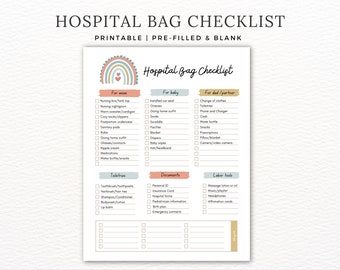 Hospital Bag Checklist for Labor and Delivery, Maternity Bag Checklist, Packing List for Expecting Mom, Mom and Baby List, Pregnancy Planner