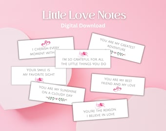 Love Notes Printable, 30 Romantic Lunchbox Notes, Valentine's Day Love Messages