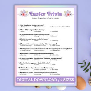 Ostern Trivia Partyspiel, Ostern Aktivität, Bibel Trivia, Osterspiele für Erwachsene, Spiele für Senioren, Oster Familienspiel