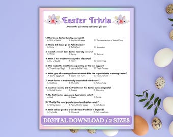 Easter Trivia Party Game, Easter Activity, Bible Trivia, Adult Easter Games, Games for Seniors, Easter Family Game