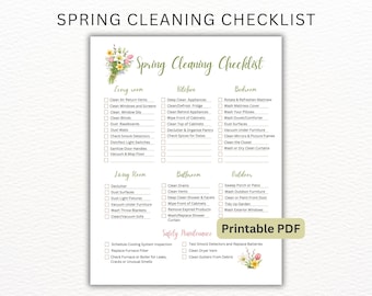 Spring Cleaning Checklist Printable, Home Cleaning Planner, Home Management