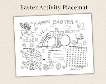 Easter Activity Placemat, Bible Story Coloring Page, Sunday School Activity (PDF)