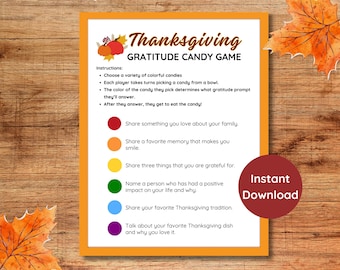 Thanksgiving Gratitude Game, Candy Gratitude Game, Kids Thanksgiving Game, Thanksgiving Activity, Thankful Game, Friendsgiving Game