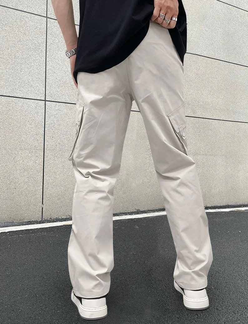 Mens Cargo Pants, Street Fashion, Casual Straight Leg Trousers, Daily
