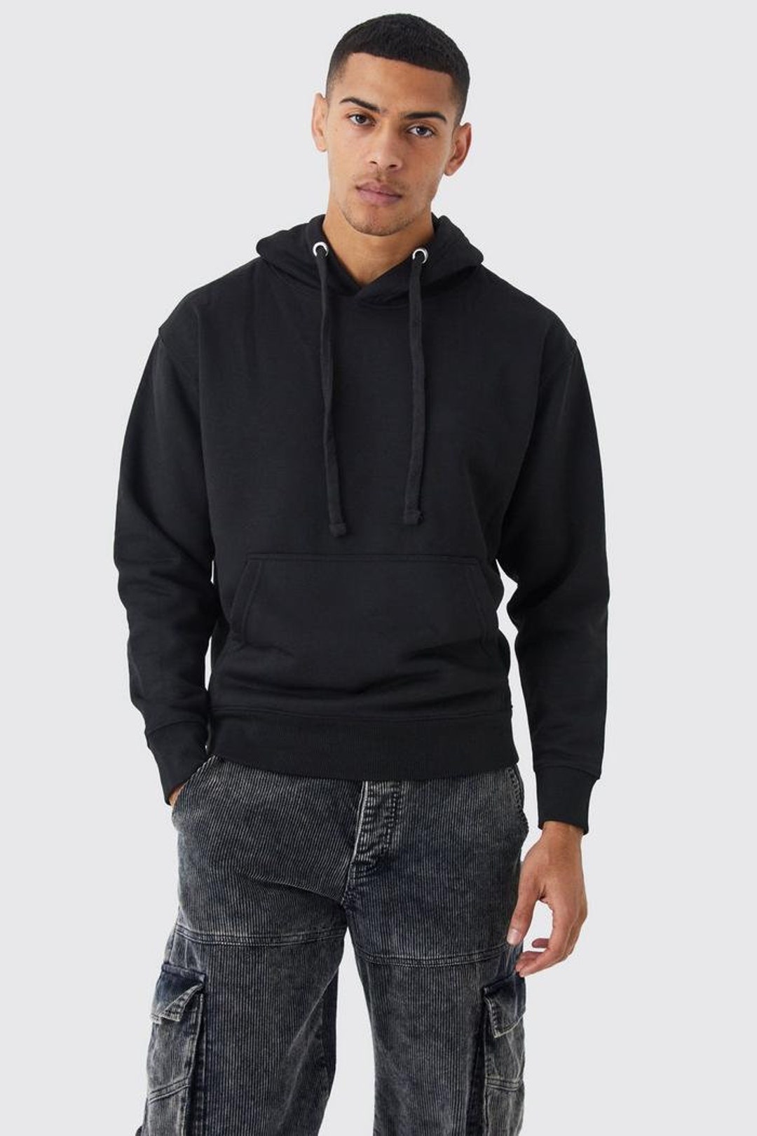 Mens Loose Solid Hoodie, Long Sleeve Plain Hoodie, Trendy Casual Warm Hooded Sweatshirt. Etsy