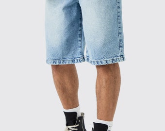 Herren-Denim-Jeans-Shorts, High Street-Denim-Shorts, Minimalist Casual Streetwear, Trendy, Herren-Denim-Shorts.