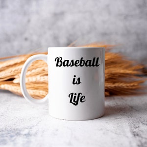 Baseball is Life Mug, Ceramic Colored Mug, Funny Baseball Player Gift, Sports Coffee Mug, Biggest Baseball Fan, Baseball Lover, Gift for Fan