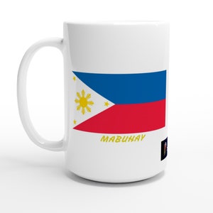 Philippine Flag Mabuhay on White 15oz Ceramic Mug