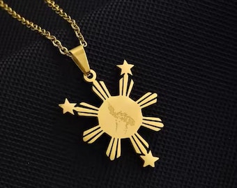 Philippinische Sonne Halskette 18k Vergoldeter Edelstahl