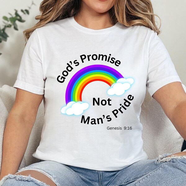 Promise Not Pride Shirt,Christian Shirt,Rainbow Shirt,God's Promise Shirt,Bible Verse Shirt,Godly Woman Shirt,Faith Shirt,God's Promise