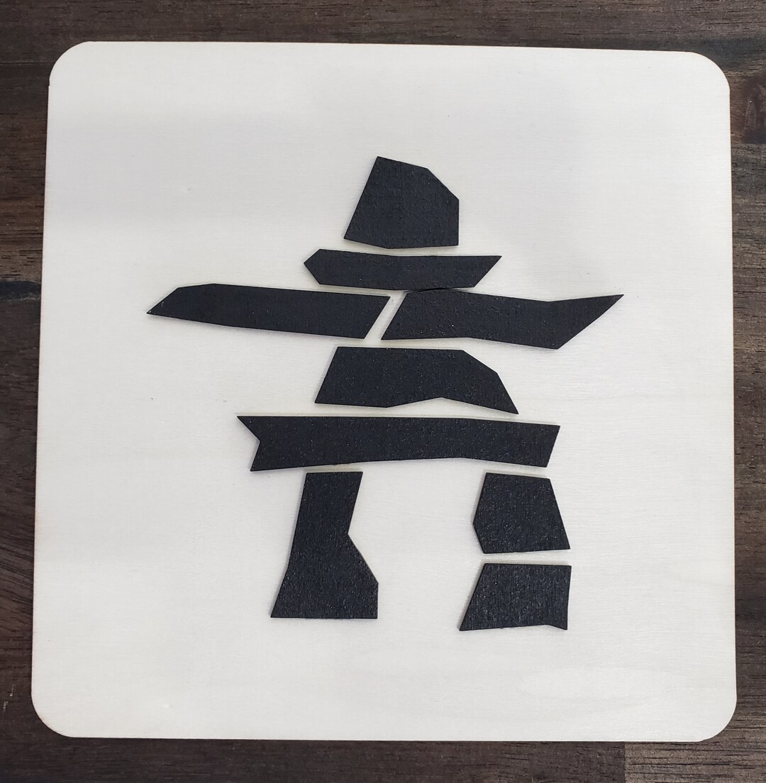 Handpainted Inukshuk Wall Hanging Sign on Natural Wood Etsy