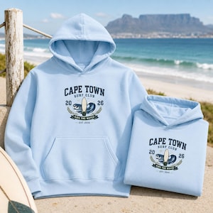 Cape Town Surf Club Hoodie: Vintage-Inspired Collegiate Style, Durable Cotton Blend (Midweight, Adjustable Hood, Unisex)