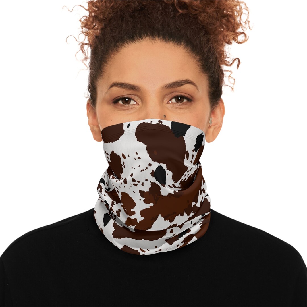 Winter Cow Print Neck Gaiter With Drawstring Etsy