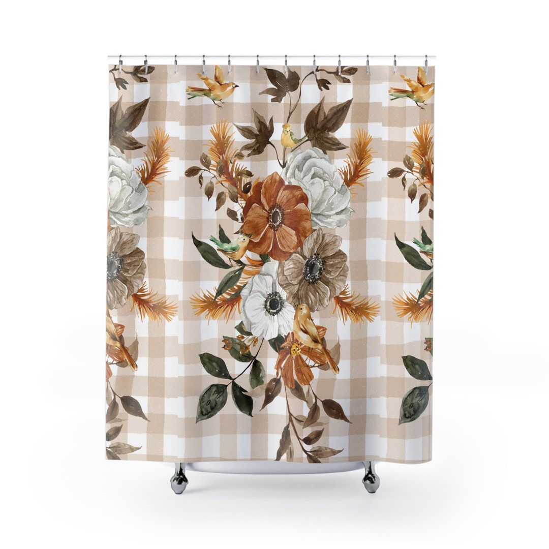 Fall Floral & Plaid Shower Curtains - Etsy