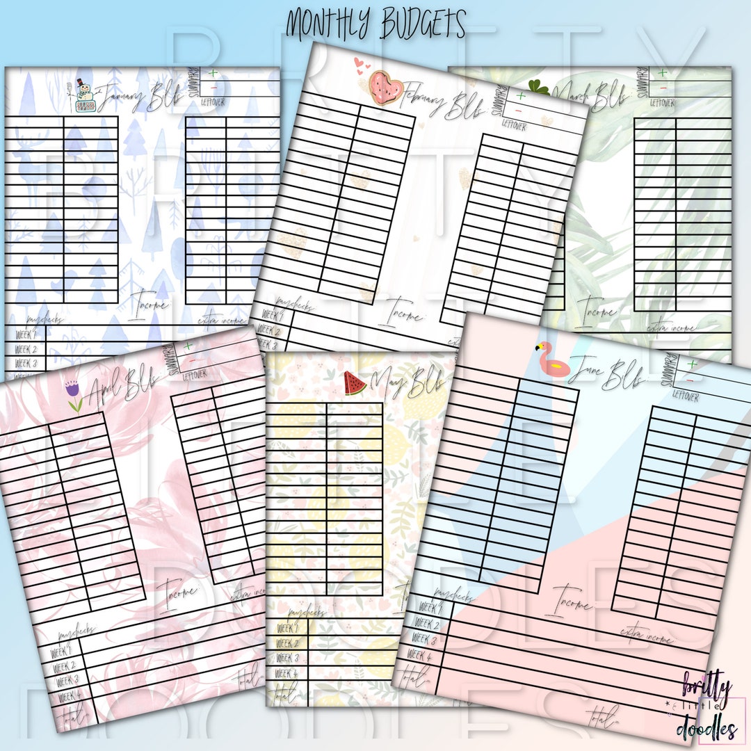 Monthly Budget Chart Credit Card Budget Chart - Etsy