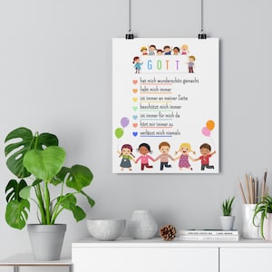 Cartel premium cristiano personalizable cartel infantil Dios Jesús decoración habitación infantil