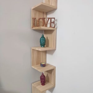 Handmade Wall Mounted Corner Shelf with 5 Shelves, Wooden Storage Unit, Shelf for Kitchen, Bedroom, Living Room, Study. image 4